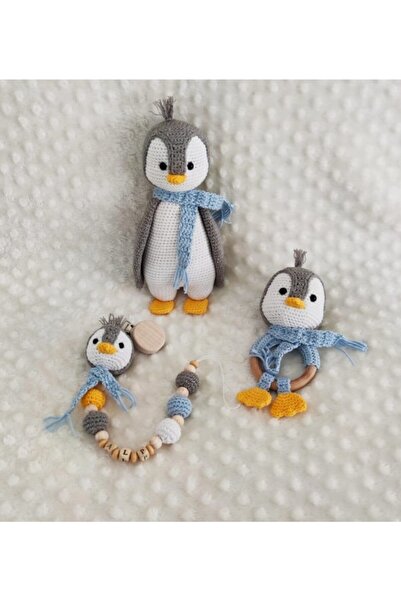OYUNCAKPARK Penguen Yeni Doğan Takımı Amigurumi Organik Oyuncak