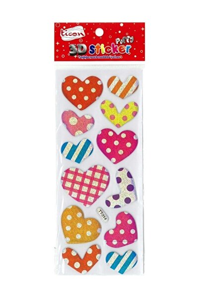Ticon 3d-13 Kalp Şekilli-6 Puffy Sticker 177564