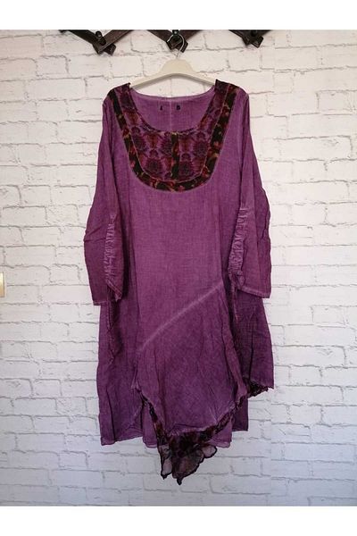 anne moda ankara Asimetric, mânecă lungă, 100% bumbac țesut măcinat pur, căptușeală în interior, potrivire largă, fără lycra, rochie