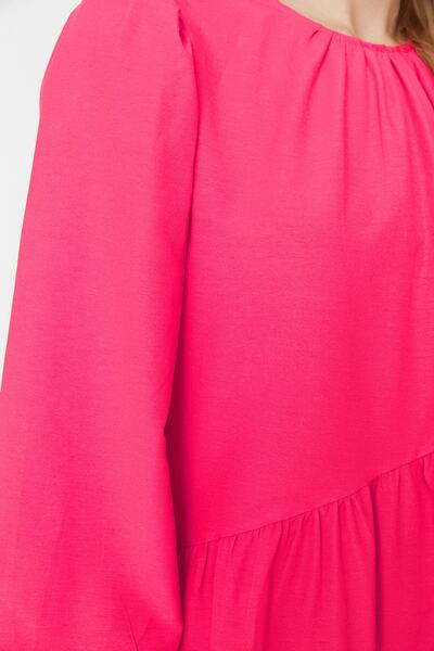 Trendyol Modest Red Gather részletes pamut, széles szabású szőtt ruha TCTSS21EL3470