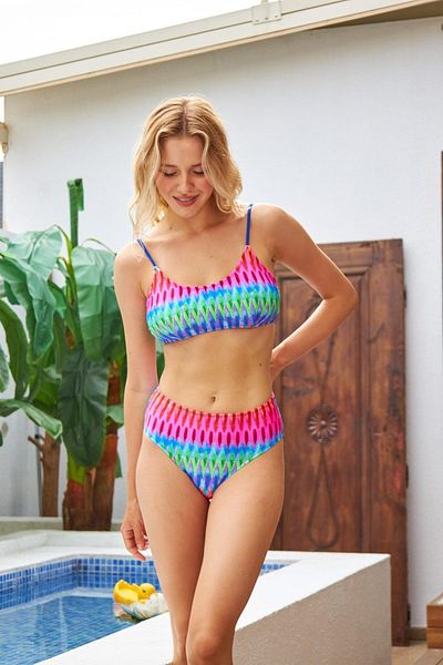 Starinci Mayo Set bikini damă culori curcubeu detaliu tricot