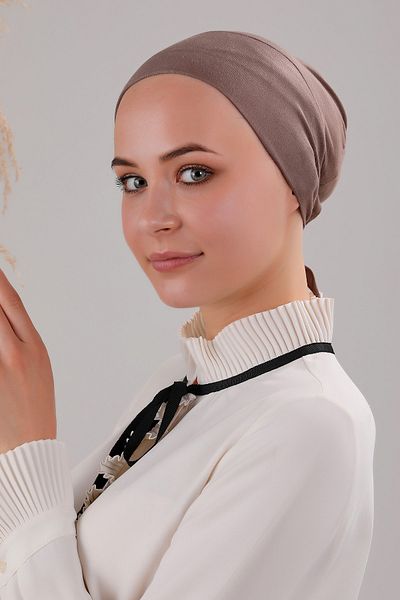 Melodi Scarf Hijab Interlaced Laced Viscose Lycra Bonnet Milky Brown