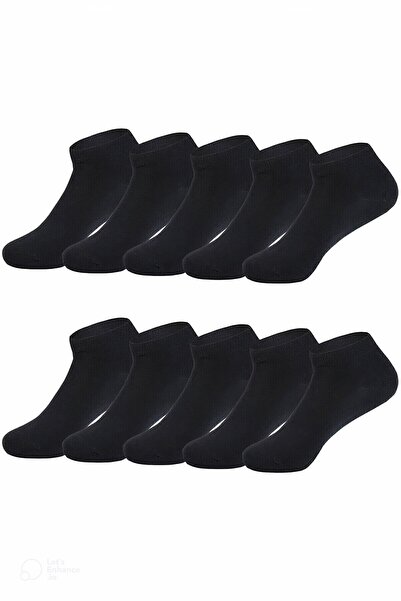 myprem socks Siyah Pamuklu Bilek Boy Patik Çorap 10' Lu Set