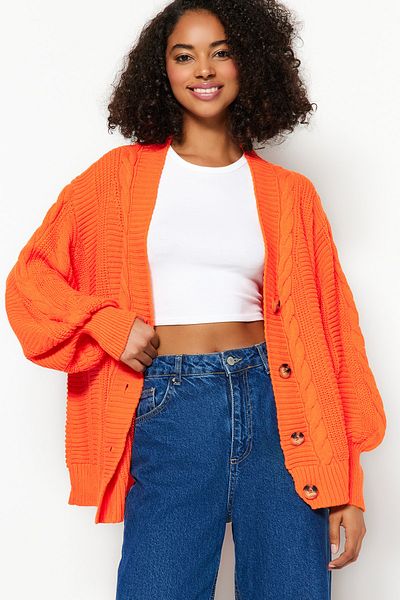 Orange Women s Sweaters Cardigans Vibrant and Cozy Trendyol