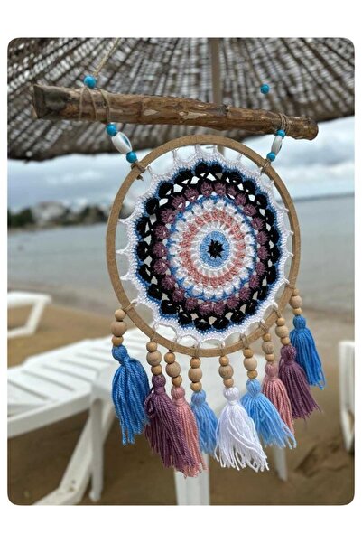 moneta boutique Alaçatı Lila Beyaz Balkon Nazar Boncuklu Düş Kovucu Makrome M...