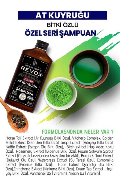 Revox At Kuyruğu Bitki Özlü Saç Dökülme Karşıtı, Hızlı Uzama Etkili Şampuan Büyük Boy / 750 ml