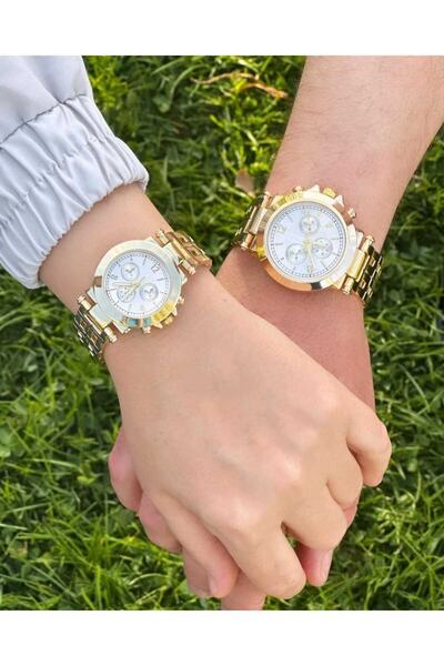 ÇENÇEN Çift Rose Gold Çelik Kordon Kadın Erkek Kol Saati