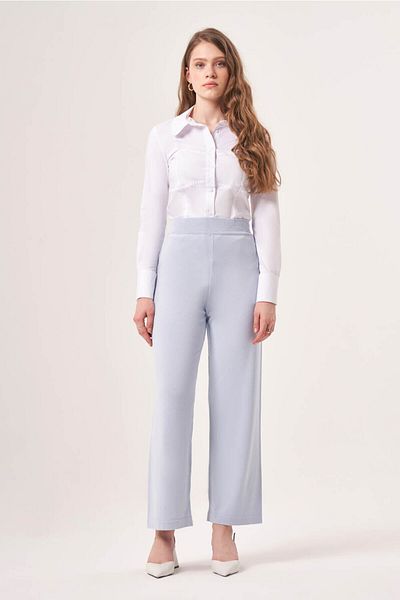 Mizalle Basic Blue Knitwear Trousers with Elastic Waist