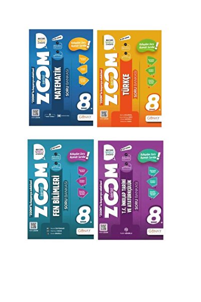 Günay Yayıncılık Günay 8. Sınıf M-F-T-İ Zoom Soru Bankası Seti (4KİTAP) 2023-...