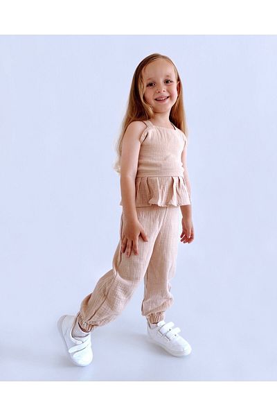 le petit sole Girl's Jesika Overalls Muslin Fabric