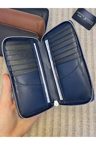 SANAT LEATHER SL-616 hakiki deri fermuarlı unısex potföy cüzdan