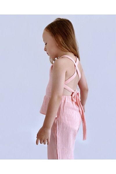 le petit sole Girl's Jesika Overalls Muslin Fabric