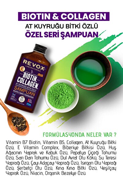 Revox Biotin & Kolajen E Vitamini Destekli Saç Bakım Şampuanı Biberiye Ve Kafein Özlü Saç Kremi