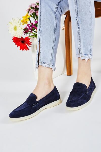 Valmenti Жіночі сині замшеві лофери з натуральної шкіри