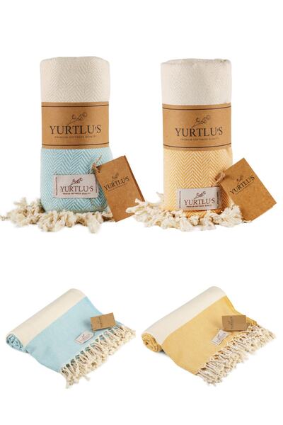YURTLUS 2 ADET - 95x180 Cm - 100% Pamuk Peştemal Plaj , SPA ve Banyo Havlusu ...