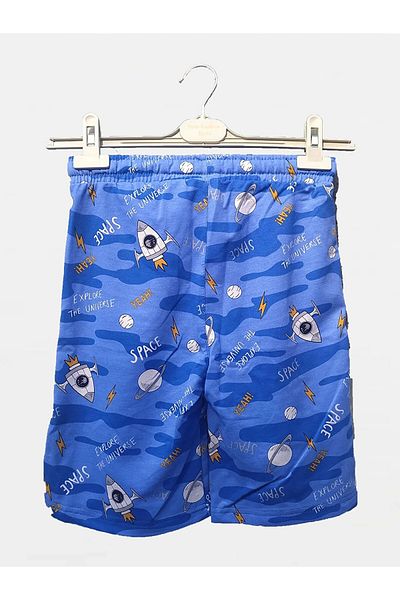 Your Fashion Style Pantaloni scurți albaștri - copii, imprimați cu talie elastică