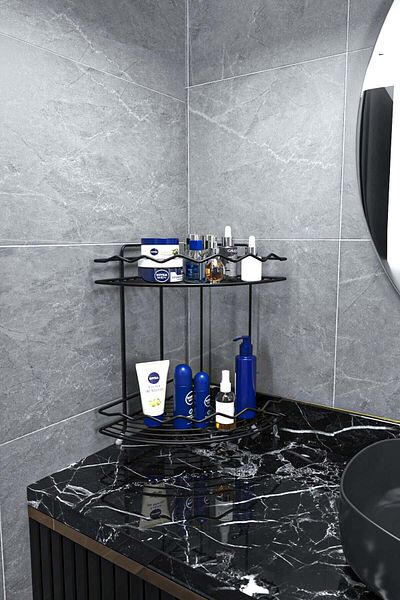 SUNTEL BANYO VE MUTFAK AKSESUARLARI Ράφι μπάνιου δύο επιπέδων Suntel Footed Wave Pattern