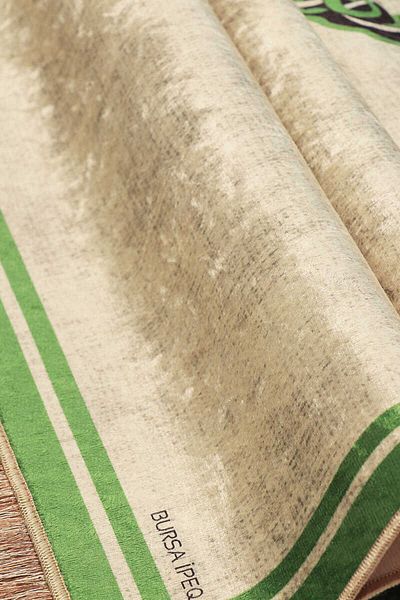 Bursa İpek Green Velvet Rug Prayer Rug