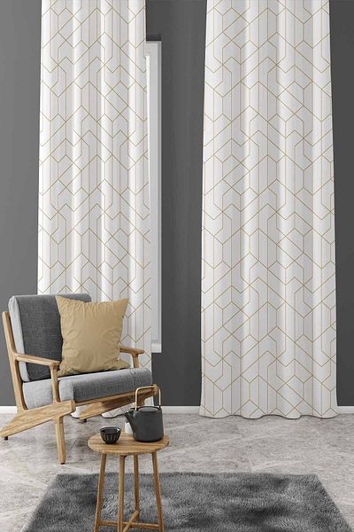 Pilloveland Single Wing Background Curtain 140*280 Cm - White And Gold Stripe