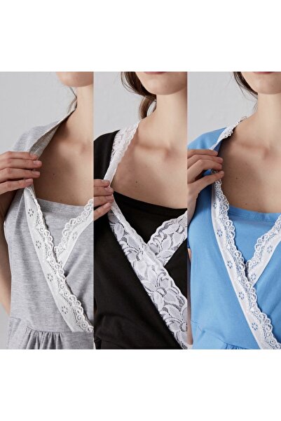 LİYACA Cămașă de noapte de maternitate cu caracteristică de alăptare