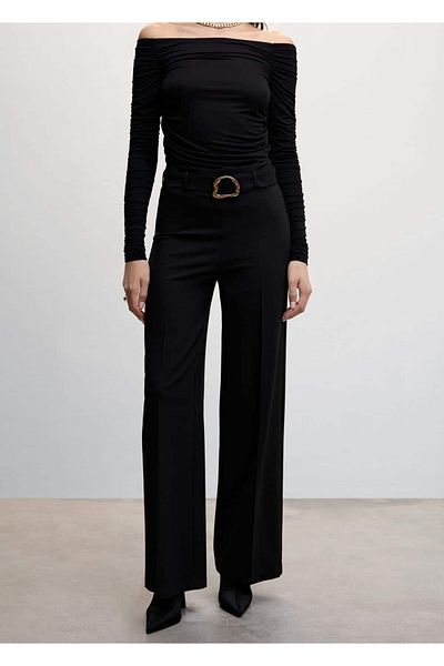 MANGO Woman Belted Straight Cut Trousers
