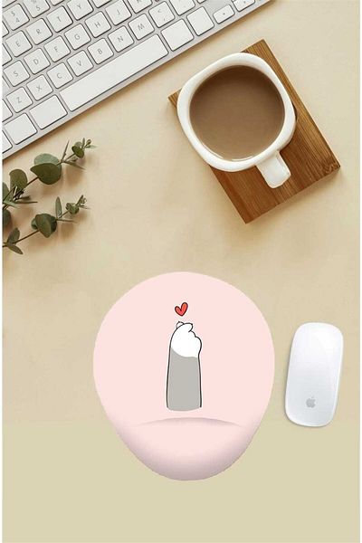 HobiShop Mouse Pad cu model de labe de inimă cu suport pentru încheietura mâinii