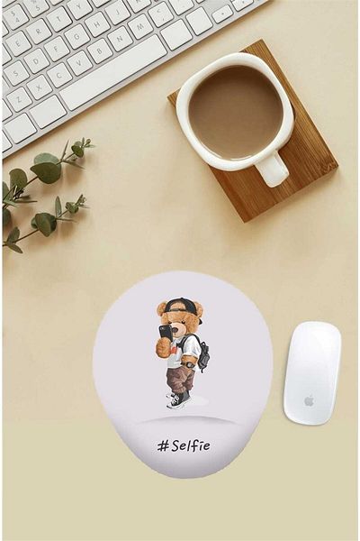 HobiShop Mouse Pad με μοτίβο Teddy με υποστήριξη καρπού που κάνει Selfie