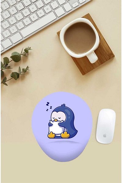 HobiShop Mouse Pad με μοτίβο πιγκουίνου που κοιμάται όρθια με υποστήριξη καρπού