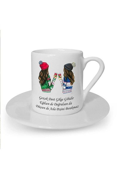 HobiShop Real Dost Printed White Turkish Coffee Cup