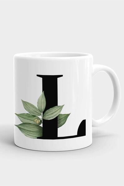 HobiShop Porcelain White Mug with Letter L