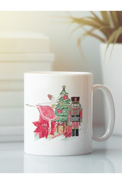 HobiShop Beyaz Kupa Bardak Yeni Yıl Yılbaşı Kurşun Asker Balerin Çam Ağacı