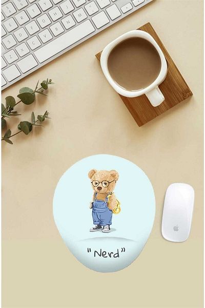 HobiShop Mouse Pad cu model de ursuleț pentru student îndrăgostit cu suport pentru încheietura mâinii