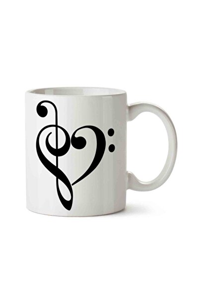 HobiShop Note Heart Music Porcelain Mug
