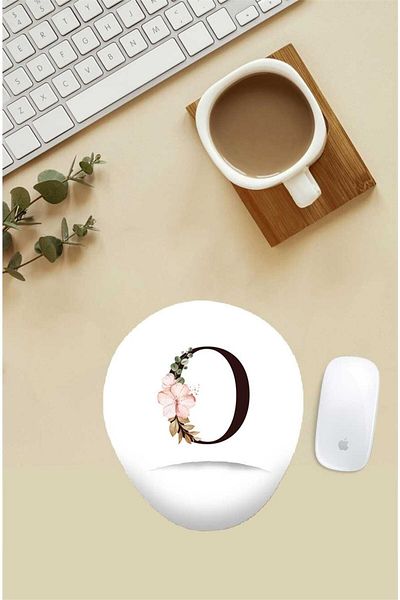 HobiShop Floral Letter O Patterned Mouse Pad with Wrist Support