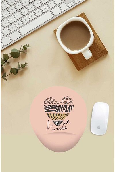 HobiShop Mouse Pad cu model de animale inimioare cu suport pentru încheietura mâinii