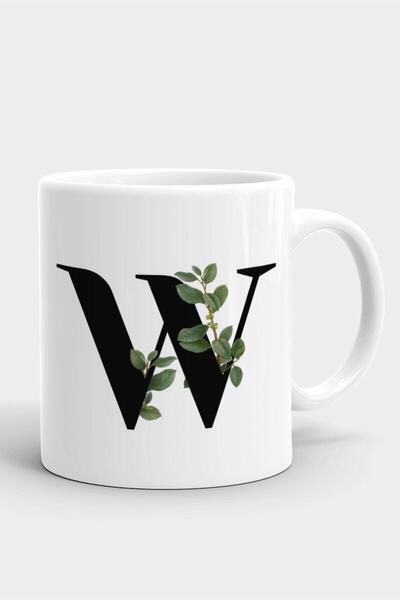 HobiShop Porcelain White Mug with W Letter