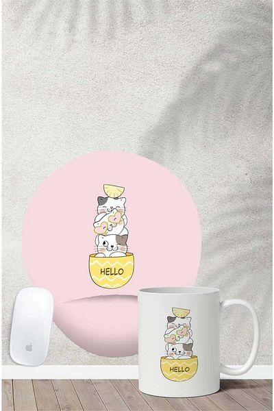 HobiShop Комплект подложки за мишка с шарка на Gamer Cats