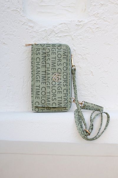 Moom Bag Γυναικεία τσάντα πορτοφολιού πράσινη μέντα οριζόντια χιαστί με θήκη τηλεφώνου