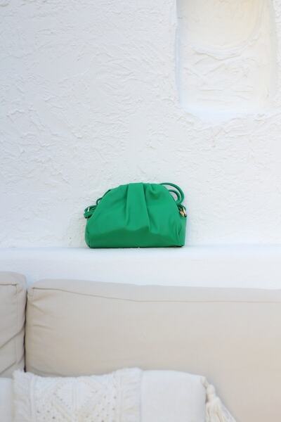 Moom Bag Жіноча сумка через плече м'яка з плісированими плечима, зеленого кол...