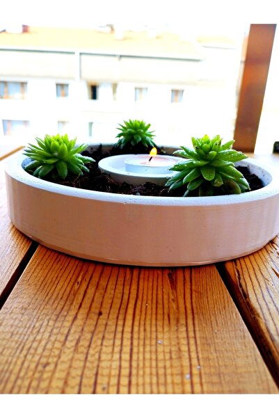 stone powder decorative Concrete Flower Pot tray multi-purpose decorative acc...