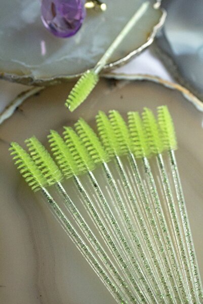 Nera Classy 10 قطع من فرشاة مشط الحواجب والرموش (فضي أخضر)