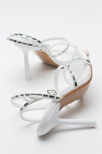 LuviShoes Dámské boty na podpatku ANJE White Skin