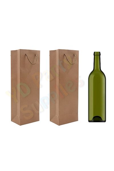 Yusuf Dirik YD Party Supplies Paper Bottle Carrying Bag 2 Pieces Kraft Color