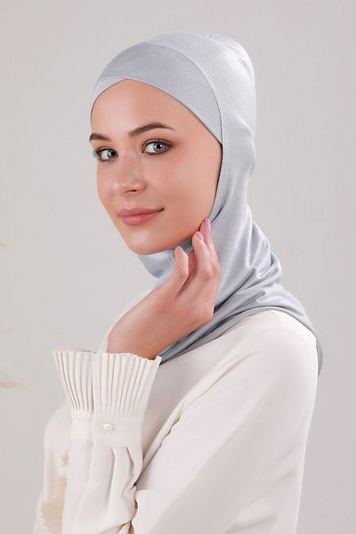 Melodi Scarf Hijab Hijab Cross Sea Pool Sports Neck Collar Combed Cotton Bonnet Light Gray