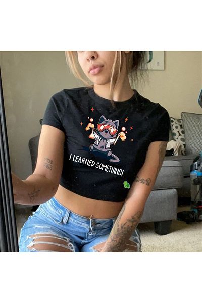 Touz Black Crop - Εκμάθησα κάτι τυπωμένο