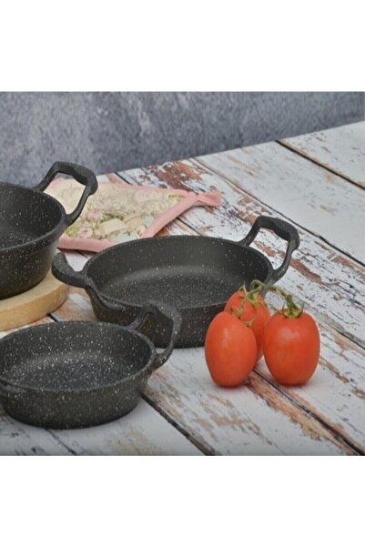 MUTFAKÇA Mutfakça Alüminyum Döküm Granit 3'lü Sahan Seti - 18-20-22 cm