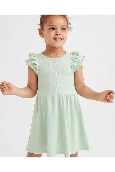 Pink Hippo Kids Rochie de vară pentru fete din bumbac cu mâneci cu volan