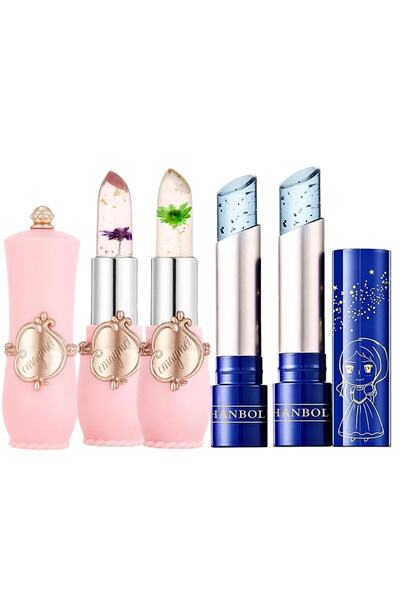 Emaymei 2 adet emaymeı dudak nemlendirici, besleyici etkili çiçekli ruj & 2 adet hanbolı prenses ruju