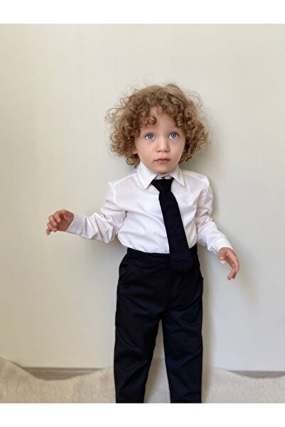 favorimkids Black Tie Striped Suit (Pants, Shirt, Tie) 3 Piece Set