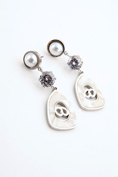 EUROMODA Steel Zircon Stone Gold Color Stud Earrings